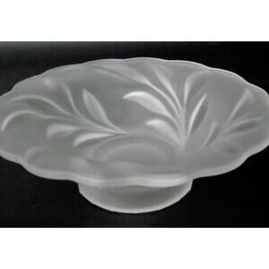 VTG Frosted Glass 12” SERVING BOWL Pedestal Centerpiece Fruit Salad Plate Dish